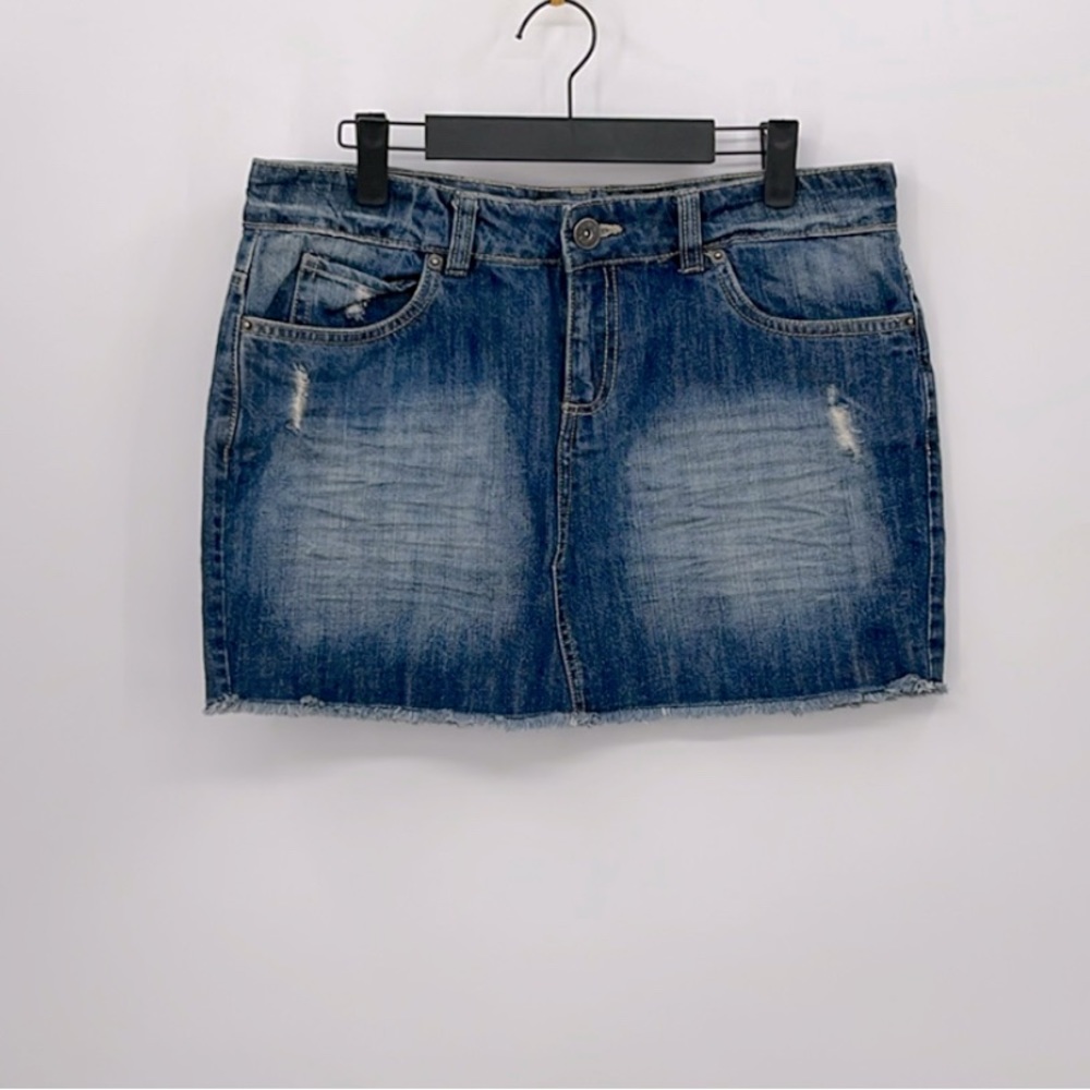 Vintage Liquid X Mini Distressed Jean Skirt